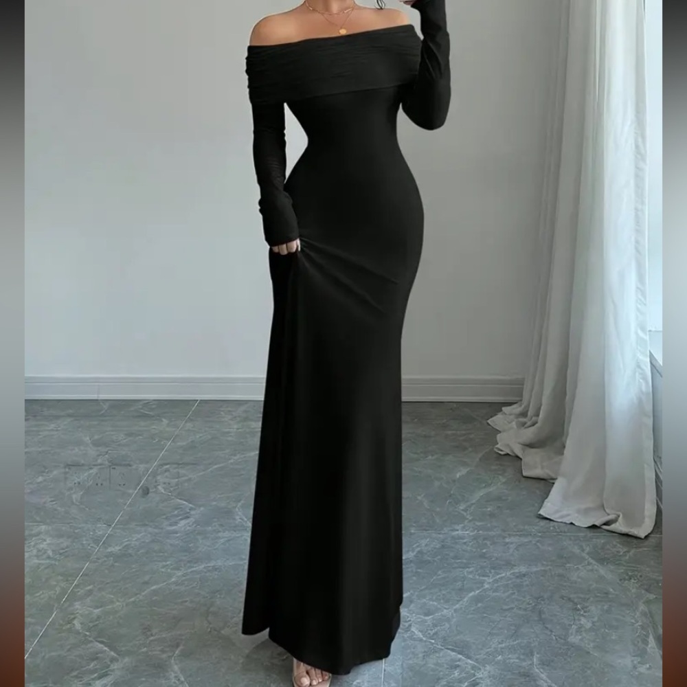 Black Off The Shoulder Maxi Dress